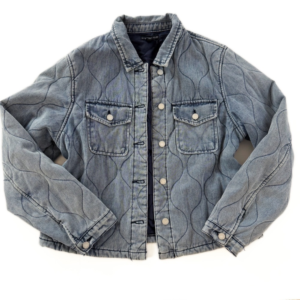 Sincerely Jules Jacket Womens Large Blue Denim Quilted Lined Shacket